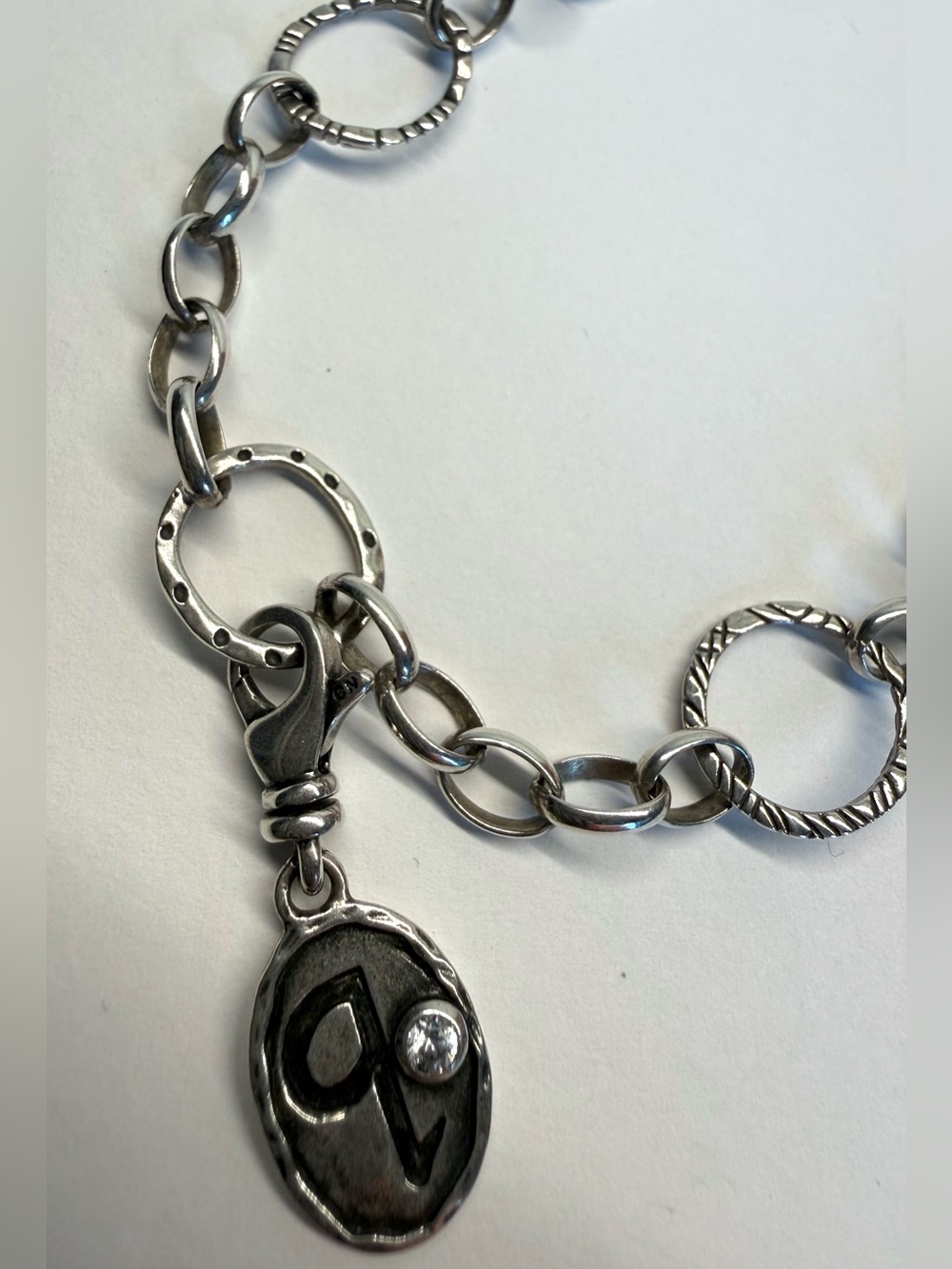 Silpada Sterling Silver Letter Q Initial Charm CZ Dangle Lobster Clasp